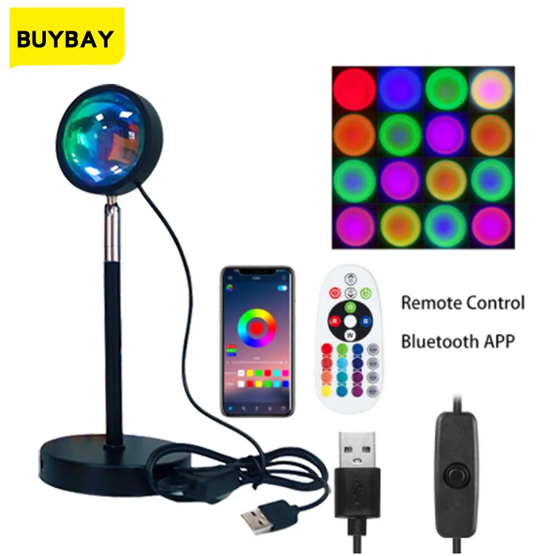 

Светодиодный Bluetooth-проектор, ночсветильник С закатом, 16 цветов, маленьсветильник украшение для гостиной, фотографисветильник