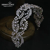himstory irregular cubic zircon wedding crowns headbands crystal evening hairband brides headpiece hair accessories prom jewelry