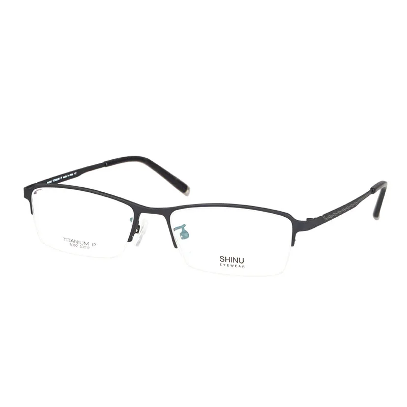 

SHINU BRAND Pure Titanium Glasses Frame Men Vintage Round Eyewear Women Semi Rimless Half Optical Prescription Eyeglasses t6092