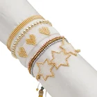 Go2boho Miyuki женские браслеты, ювелирные изделия, подарок, браслет в форме сердца, плетеные уникальные украшения со звездами, гематит, бисер
