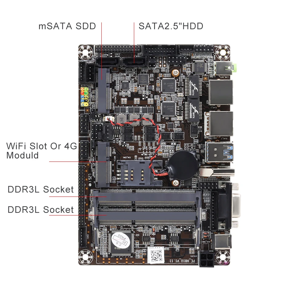 Мини-ПК Intel Core i3/i5/i7 5500U 2 * LAN 6 RS232 4 USB HDMI VGA Wi-Fi 3G 4G Встроенный промышленный