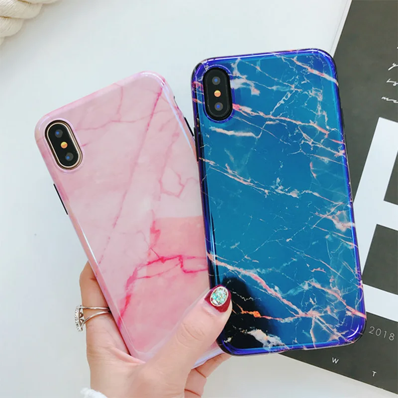 Роскошный мягкий чехол из ТПУ с мраморным гранитным узором для Apple iPhone XR XS Max X 8 7 6 6S
