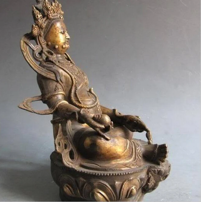 908 + тибетский буддизм Классическая старая медная бронзовая резная желтая статуя