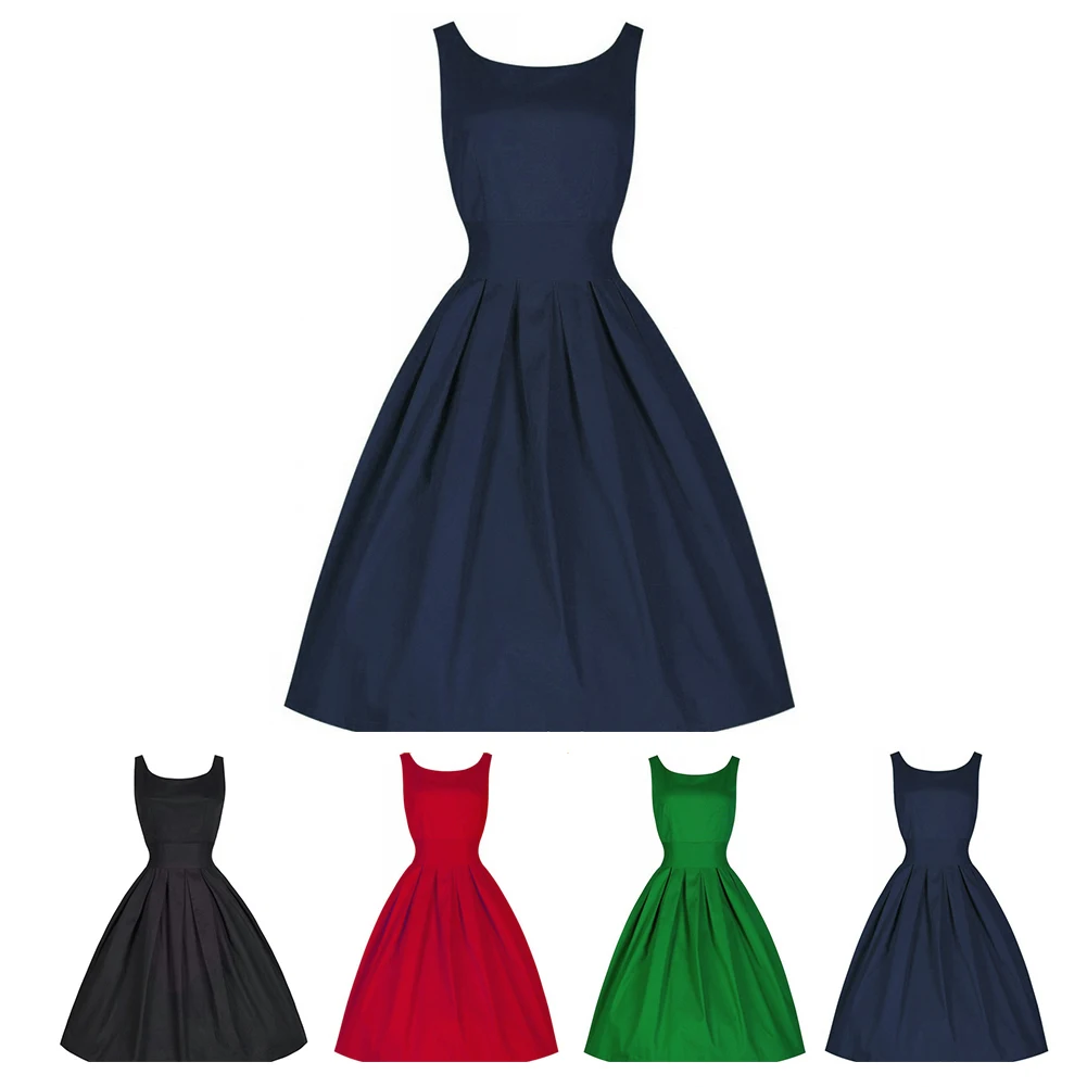 Женский летний элегантный красный черный 1950s винтажный Pinup ретро рокабилли Стиль