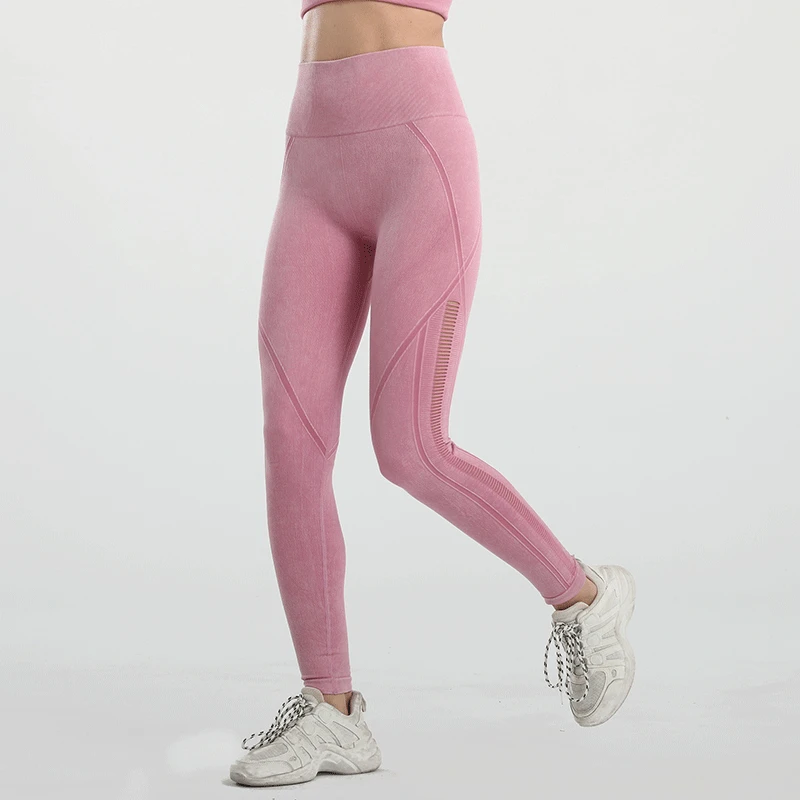 

No embarrassment line yoga pants women's high-waist hip-lifting elastic sports leggings double-sided sanding fitness