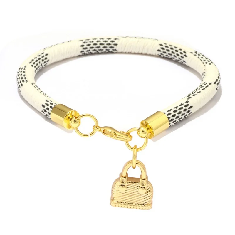 

Ladies Fashion Mini Satchel Shape Pendant Leather Bracelet Jewelry Accessories