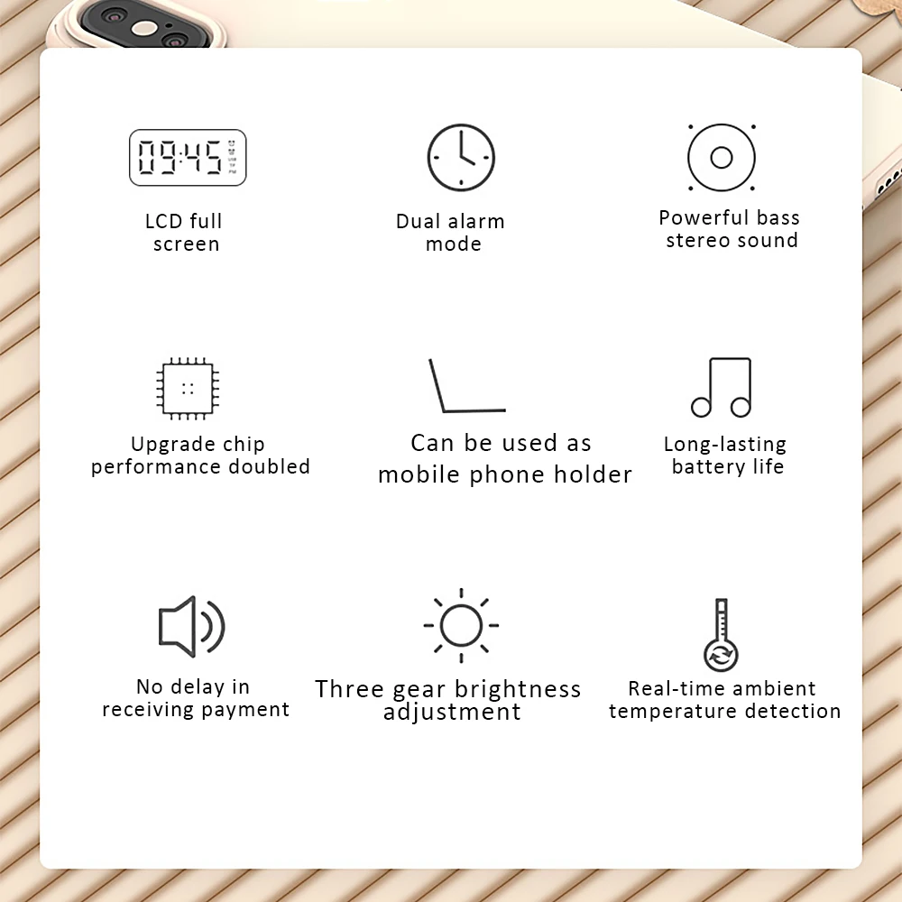 

Multifunction Alarm Clock Mirror LED Alarm Clock Multifunction Wireless Bluetooth Music Player Electronic Digital Alarm Clock