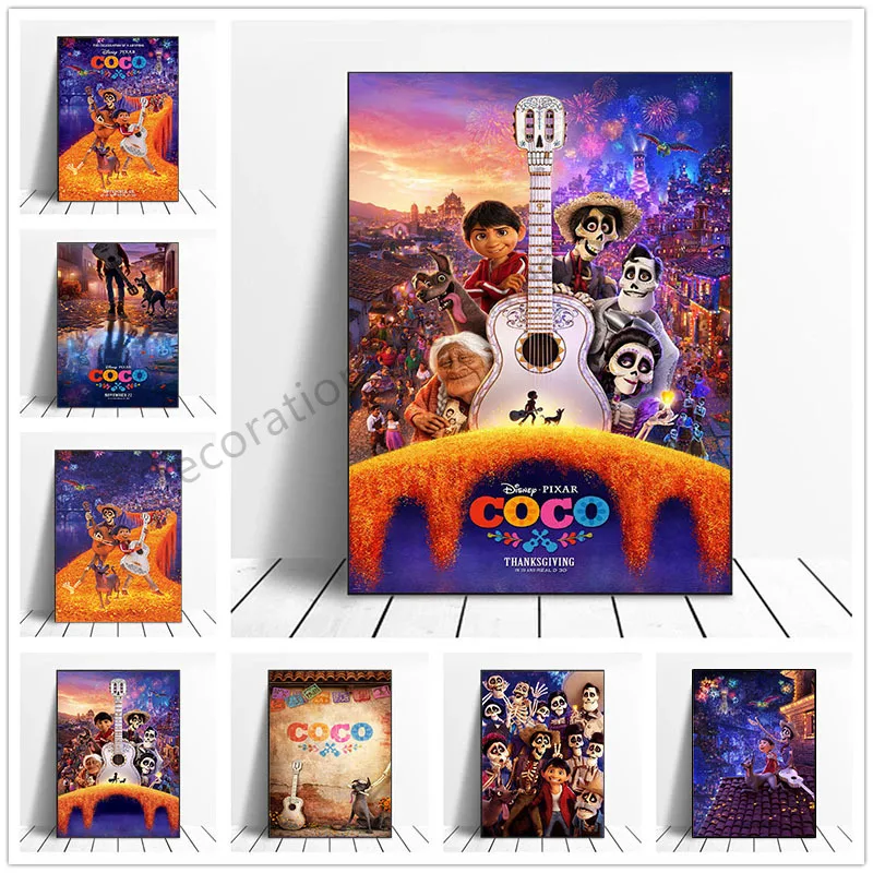 Картины на холсте из аниме Disney Coco Классические Мультяшные кинопостеры и