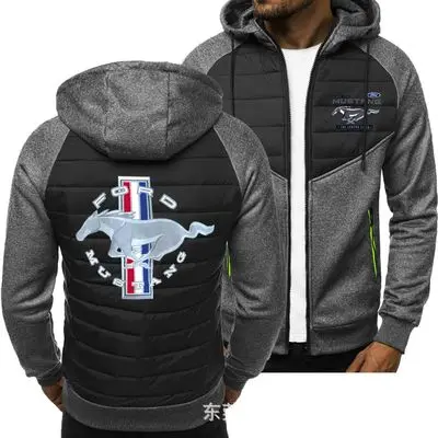 

2021 New Men's Ford Mustang Printing Spring Autumn Casual Raglan Hoodie Fashion Cardigan Long Sleeve Zipper Jacket Hoody