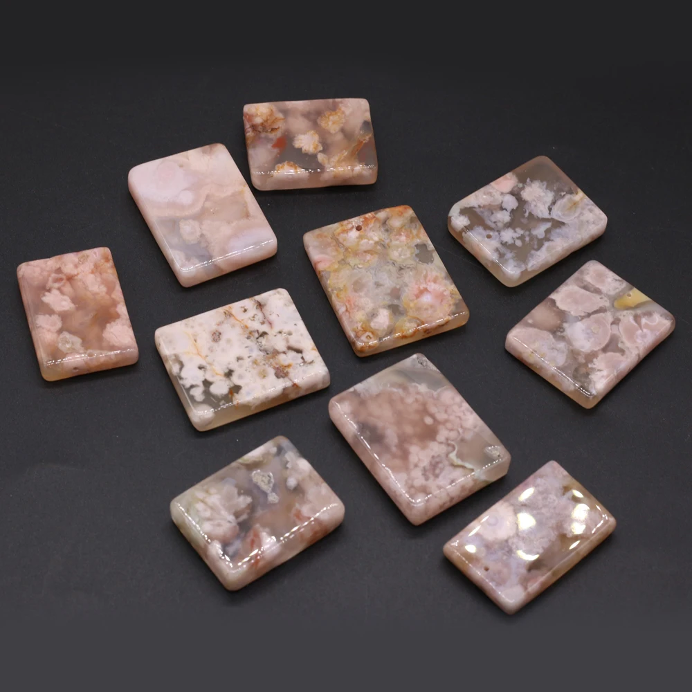 

Natural Stone Agates Pendants Reiki Heal Rectangle Onyx Crystal for Jewelry Making Diy Women Necklaces Earring Gifts