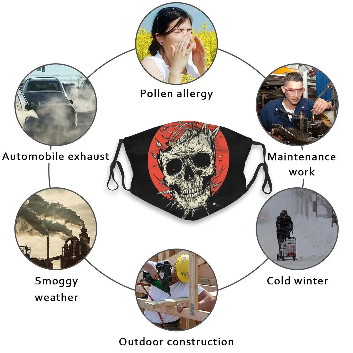 

Anti-Pollution Unisex Anti-Dust Mouth Masks Caveiras Skull Art Dark Skull Anti-ultraviolet Mask Cycling Mascarillas Windproof