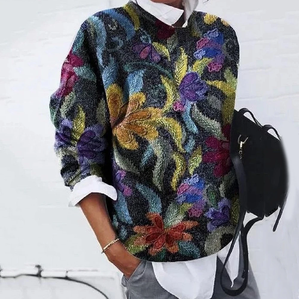 

Женский вязаный свитер, пуловеры оверсайз с круглым вырезом в Корейском стиле, свободный джемпер в стиле преппи, Женский Повседневный шикар...