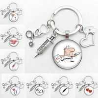 25mm handmade nurse medical syringe stethoscope key chain key ring keep calm and nurse in key ring holder gift to doctor nurse