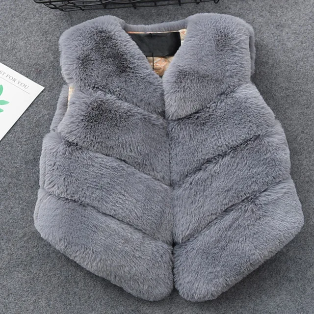 Жилет женский зимний из искусственного меха на Возраст 3-8 лет 2021 | Детская одежда