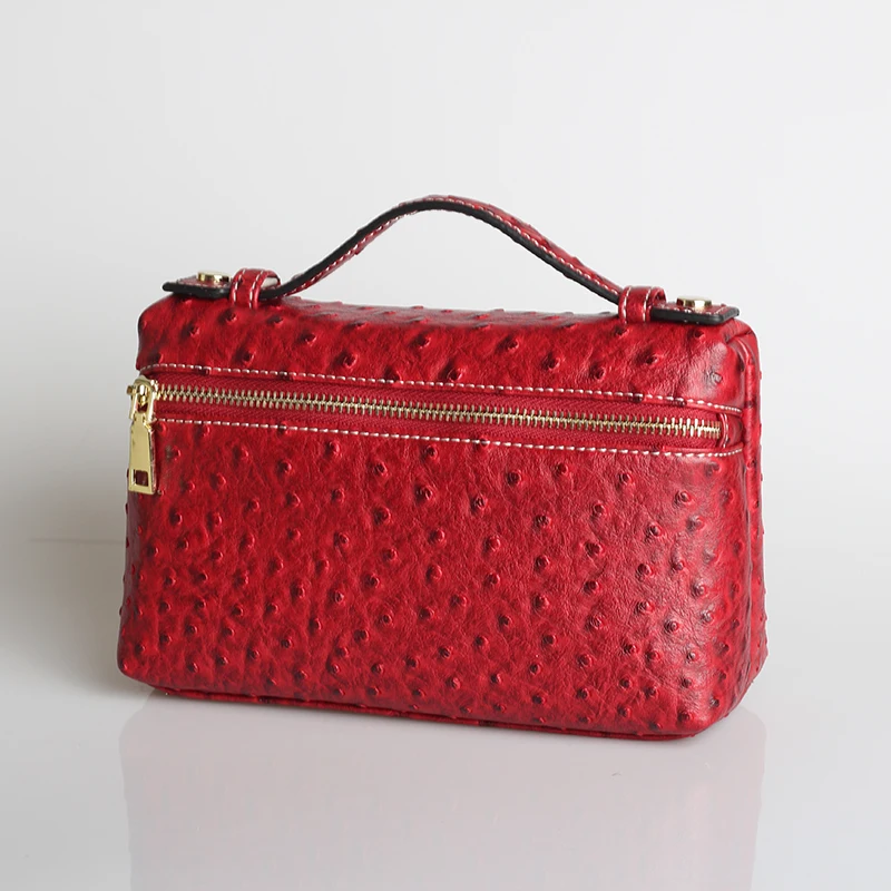 Ostr Dark red (L) HIGHREAL индивидуальный дизайн с узором страуса из натуральной кожи сумки женские вечерние клатч сумка трендовая сумка - Цвет: Ostr Dark red (L)