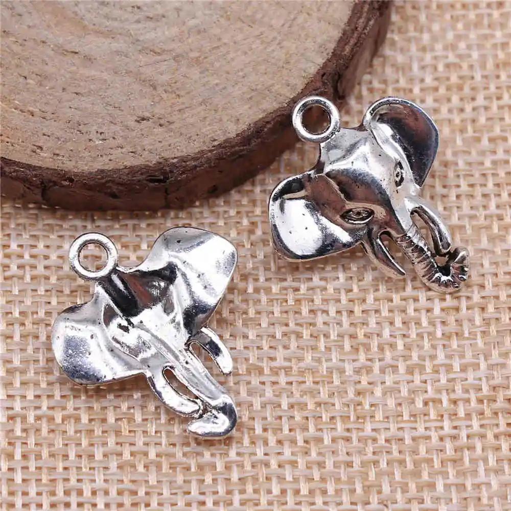 

Earring Charms For Jewelry Making 20pcs Elephant Charms 25x21mm Antique Silver Plated