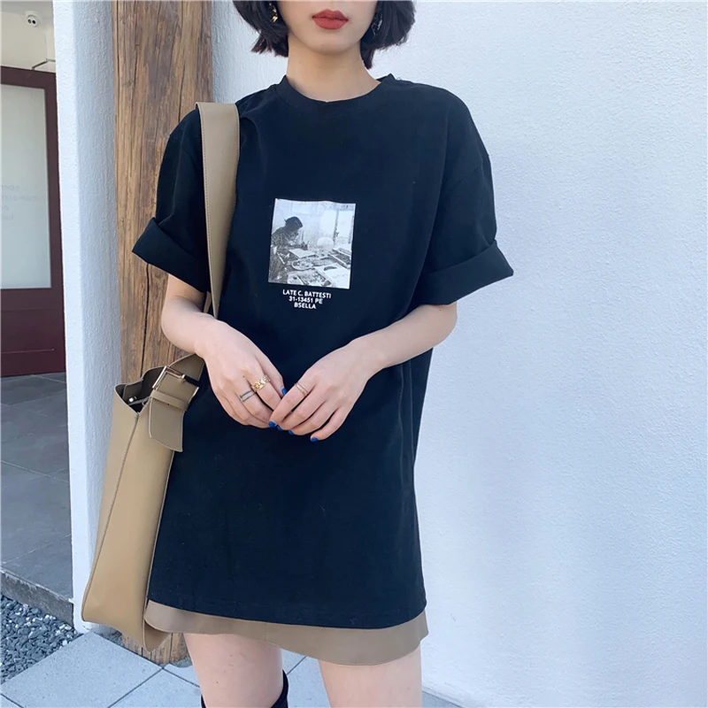 Женская хлопковая Футболка BGTEEVER Повседневная Свободная Базовая футболка с