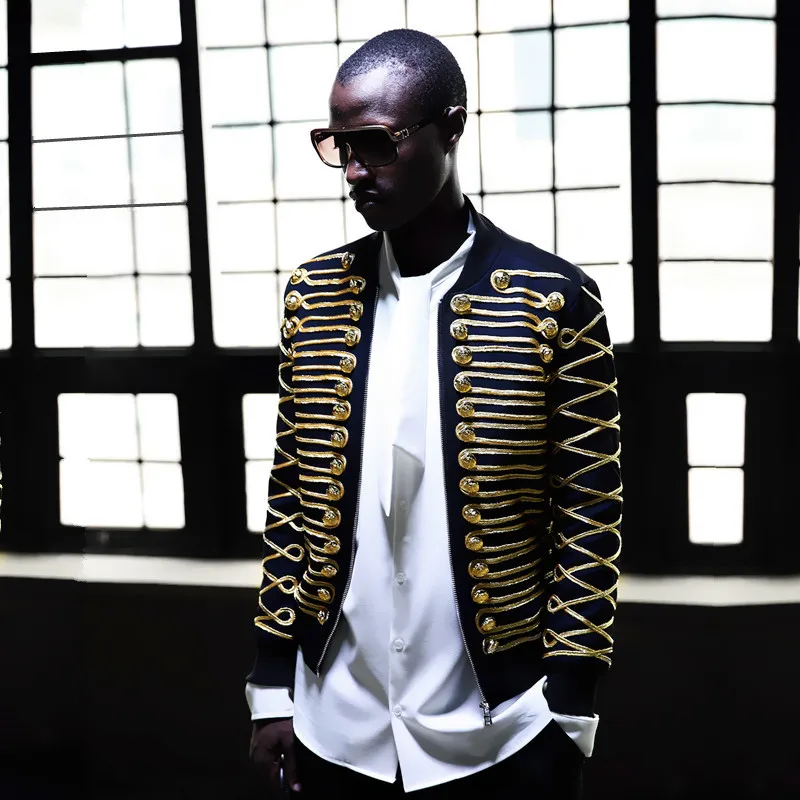 Костюм золотистый и черный пиджак Для мужчин из золотистого металла с пряжкой