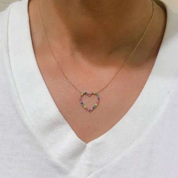 

Ожерелье из серебра 100% пробы, с кулоном в виде сердца