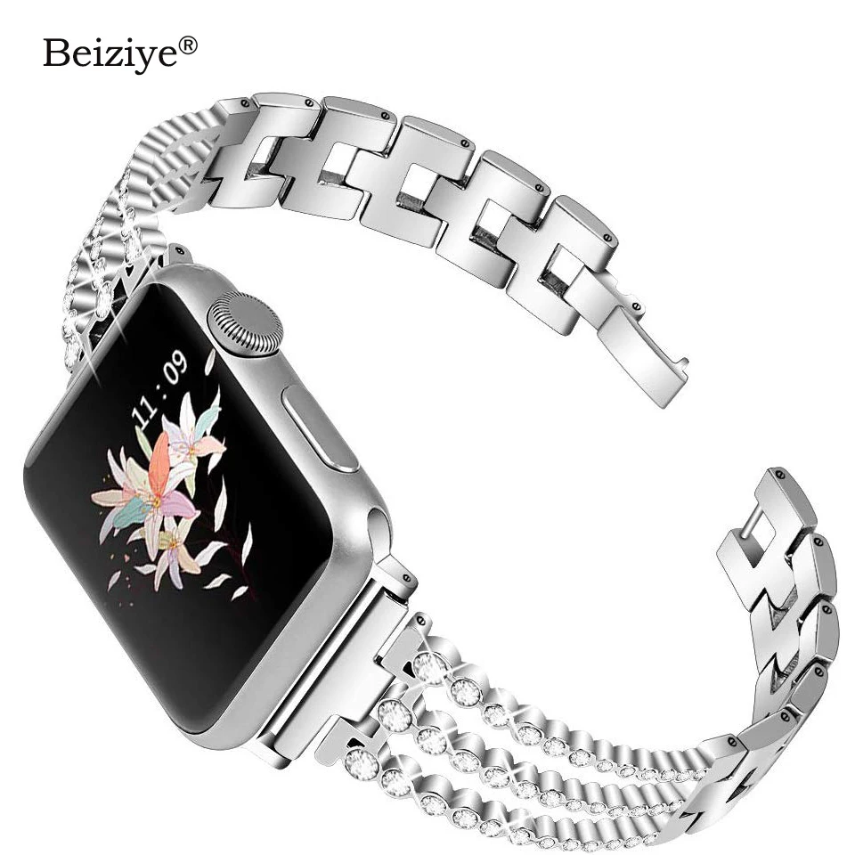 

Luxury Diamond Strap For Apple Watch Band 38mm 42mm Rhinestone Stainless Steel Bracelet for iWatch 6/SE/5/4/3/2/1 Band 40mm 44mm