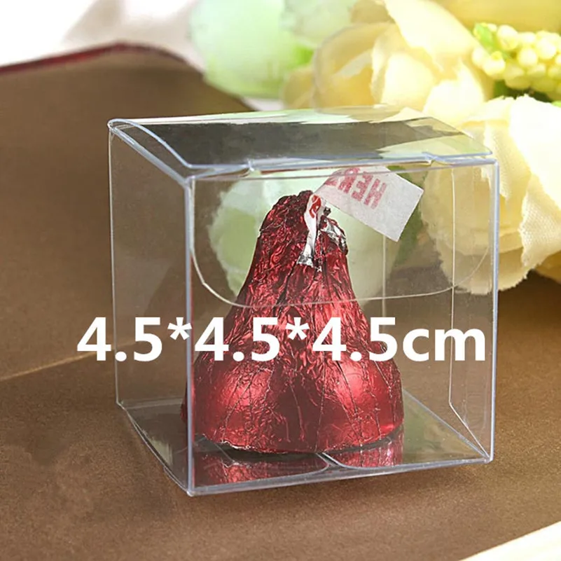 

50Pcs 4.5*4.5*4.5cm Square PVC Candy Box for Display Favor Gifts Packing Box Clear Color Wedding Favor Gifts Boxes