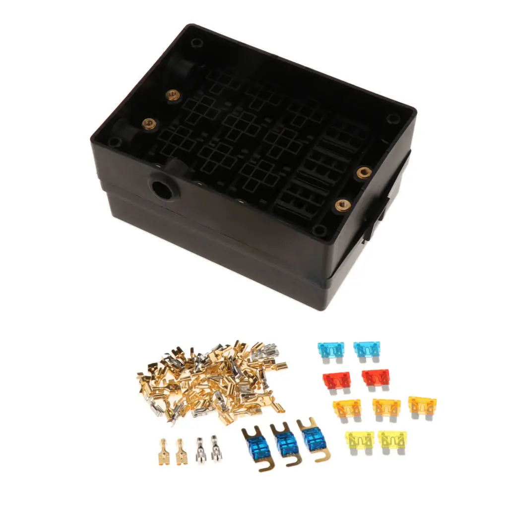 

Автомобильный держатель предохранительной коробки-Добавьте 9 плавленых цепей 5Pin для гаража, магазина автомобилей и т. д. с реле и предохрани...