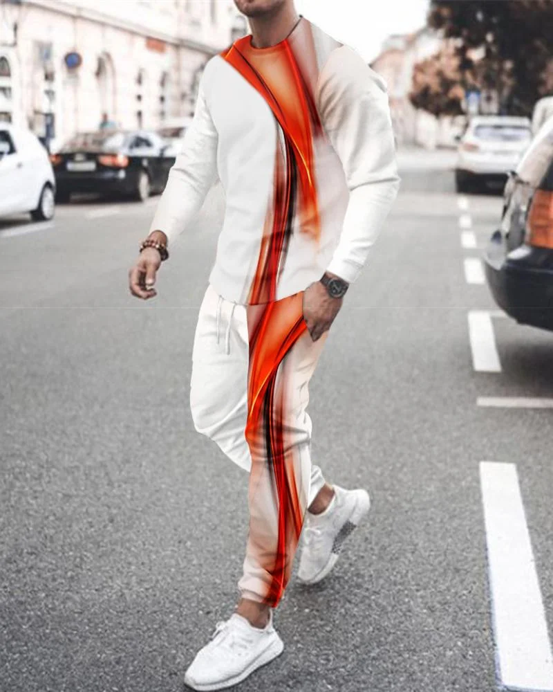 

Новинка 2022, мужской костюм с футболкой, модная мужская толстовка с длинными рукавами и принтом 3d, облегающая футболка с круглым вырезом и дл...