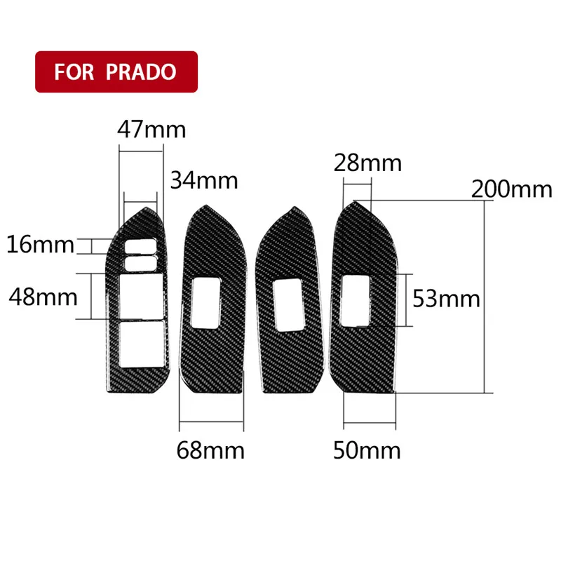 Подходит для Toyota Land Cruiser Prado 2010- автомобильные аксессуары стеклоподъемная панель декоративная Автомобильная наклейка из углеродного волокна