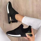 Кроссовки без шнуровки женские, Вулканизированная подошва, повседневная спортивная обувь, однотонные, 2021