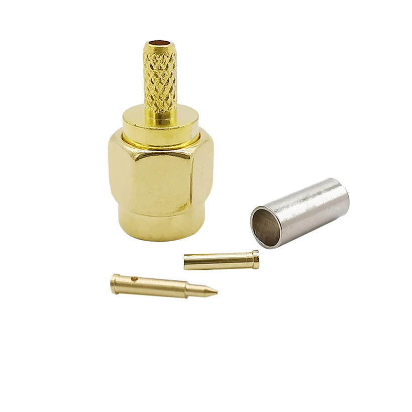 SMA штекер/RP разъем для припоя латунный позолоченный коаксиальный провод адаптер
