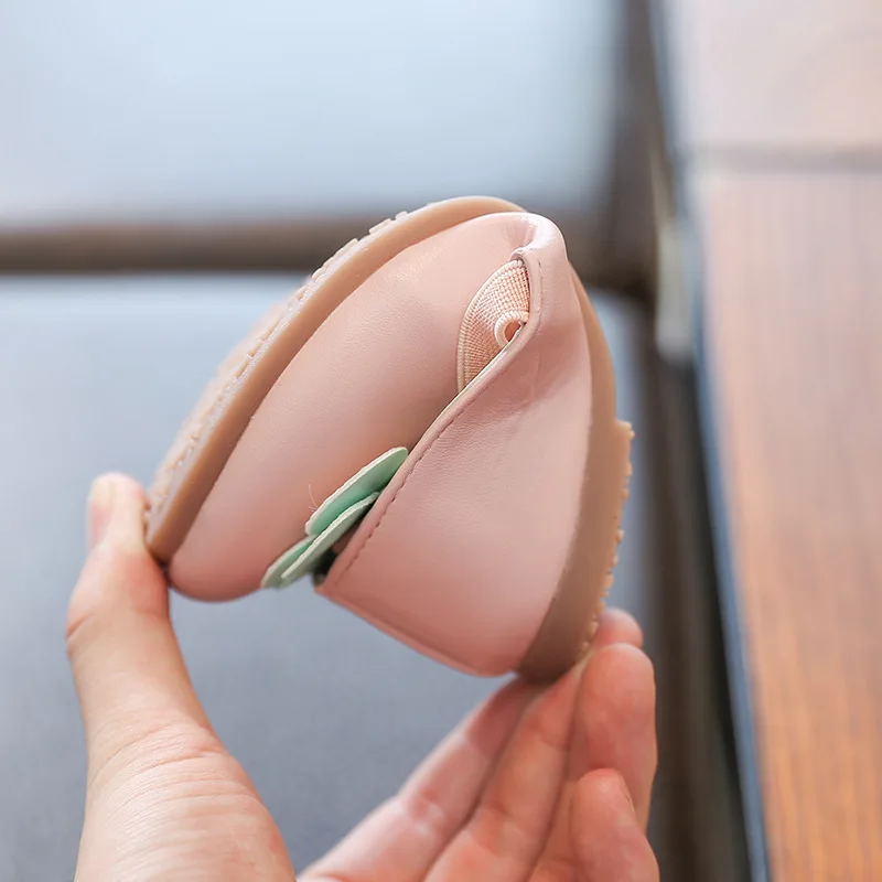 Туфли детские с цветами нескользящая подошва плоская повседневная обувь для