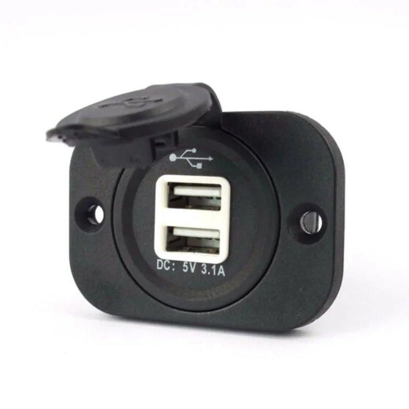 

Motorcycle Car 3.1A Dual USB Port Charger Socket Outlet 12V LED Waterproof With Blue LED Indicator With 2 * Screws Car Accessorr