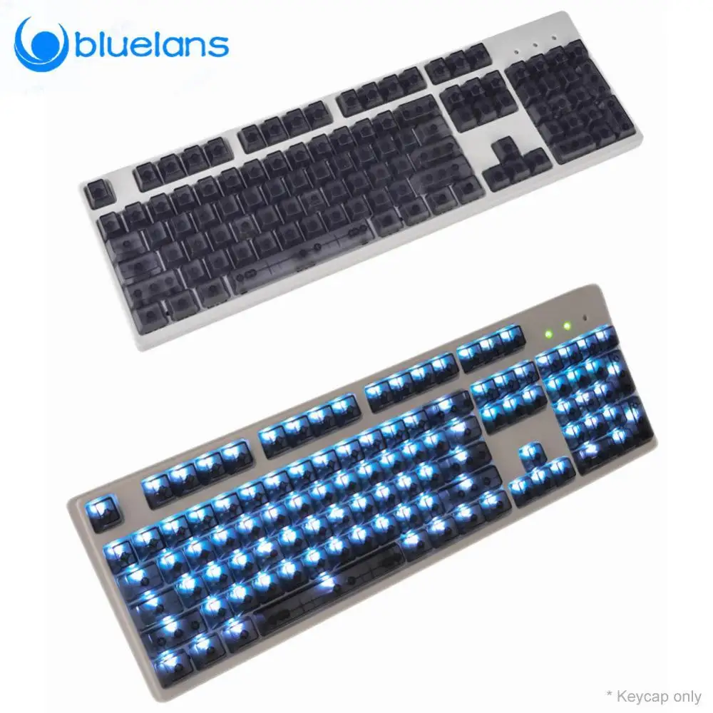 

104 Keys Mechanical Keyboard ABS Spacebar Keycaps Blank Switches Keycaps Solid Color Transparent Non-fading Color Keycaps