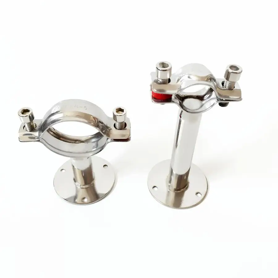 

80-89mm 3.5" 89mm Pipe Hanger Bracket Clamp Support Clip With Base Plate 304 Stainless For Beer Brewing L=100mm