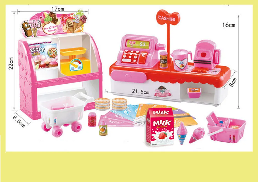 

Mini Simulation Ice Cream Supermarket 3-7 Years Cosplay Toys Children Gifts Kids Play house toys juguetes