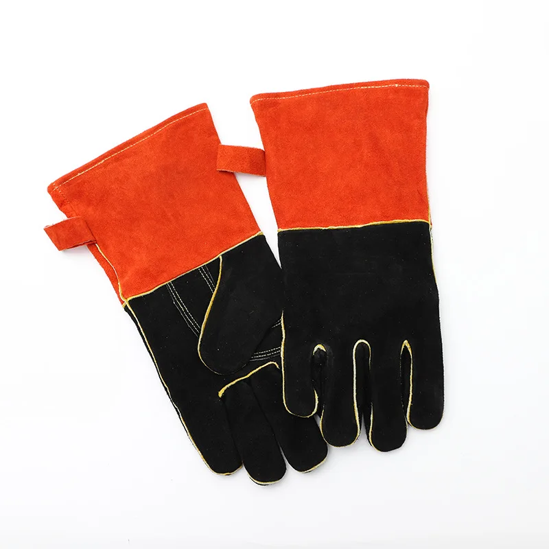 

Уличные толстые теплоизоляционные перчатки для барбекю износостойкие огнестойкие защитные перчатки из воловьей кожи Нескользящие