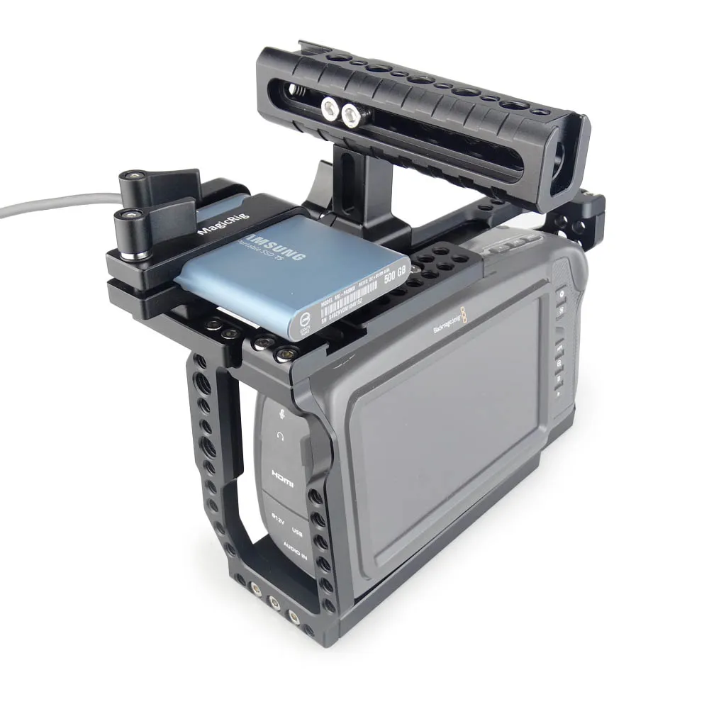 MAGICRIG BMPCC 4K клетка для камеры с ручкой NATO+ T5 SSD крепление для карты зажим для Blackmagic Pocket cinema camera BMPCC 4 K/BMPCC 6K