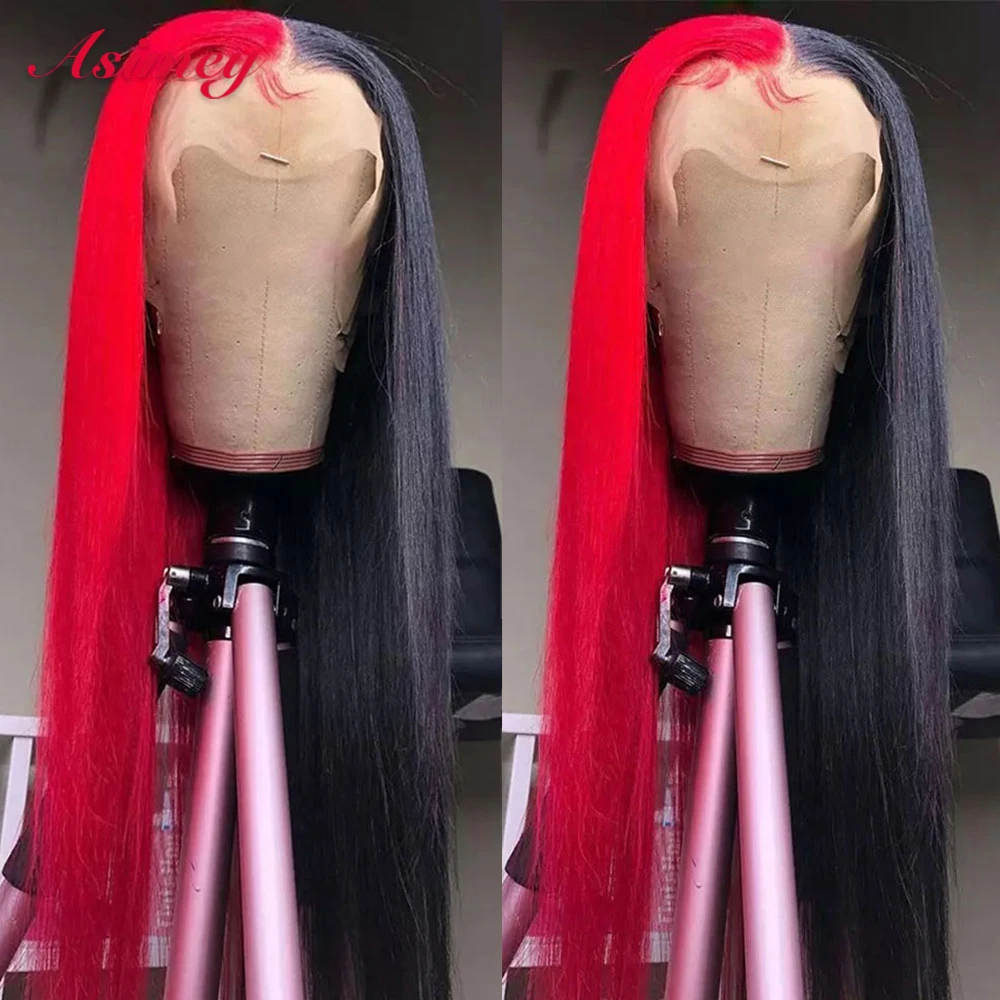 Парик Asimey из 613 натуральных черных и красных человеческих волос 32 дюйма 13 х4 180% |
