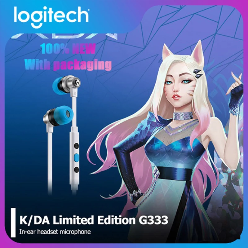 Игровые наушники вкладыши Logitech G333 3 5 мм KDA ограниченная серия с микрофоном USB для