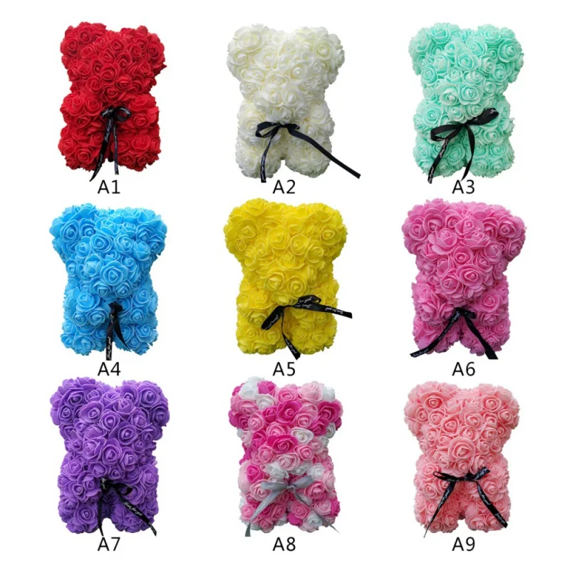 25 см розовый плюшевый медведь Роза искусственный цветок сердце день Святого