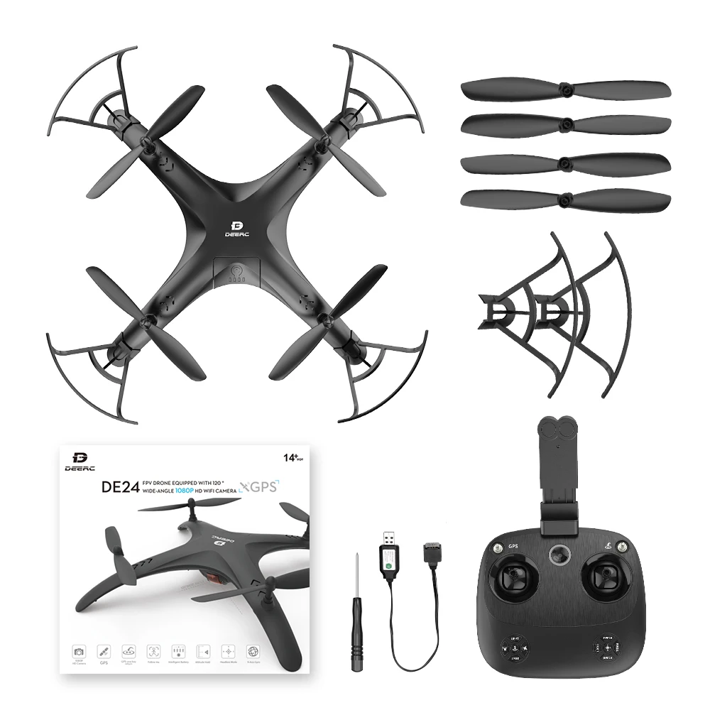 5G RC Drone DEERC DE24 5G gps RC Дрон с камерой 1080p FHD 300M WIFi FPV 120 ° широкоугольный Tapfly gps Follow Me RC Квадрокоптер - Цвет: 5G RC Drone