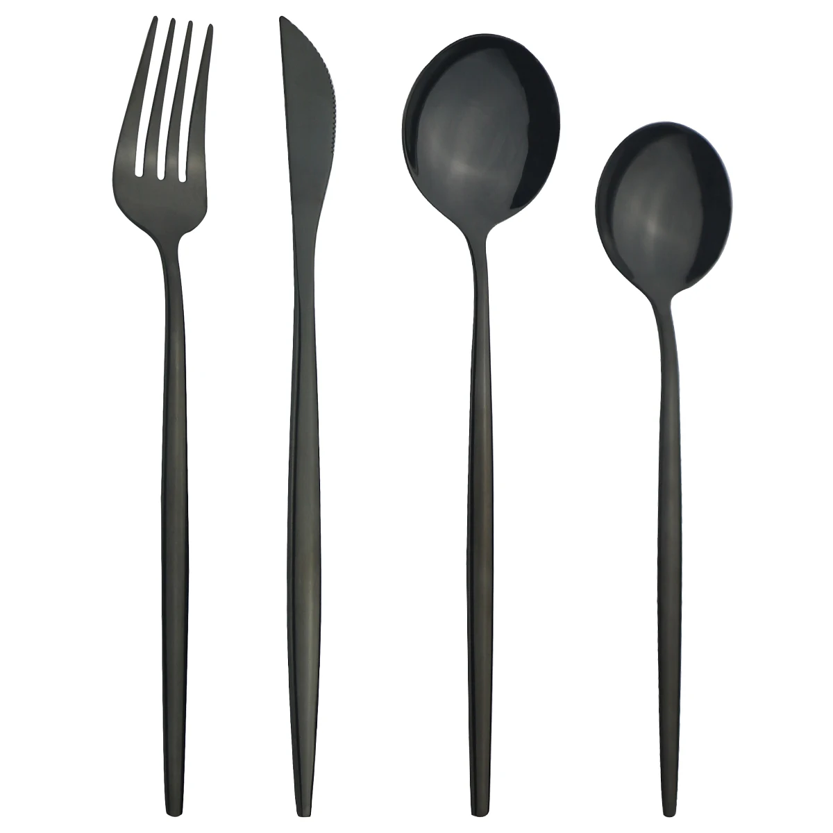 Набор черных столовых приборов из нержавеющей стали 4 шт./компл.|Столовые сервизы|