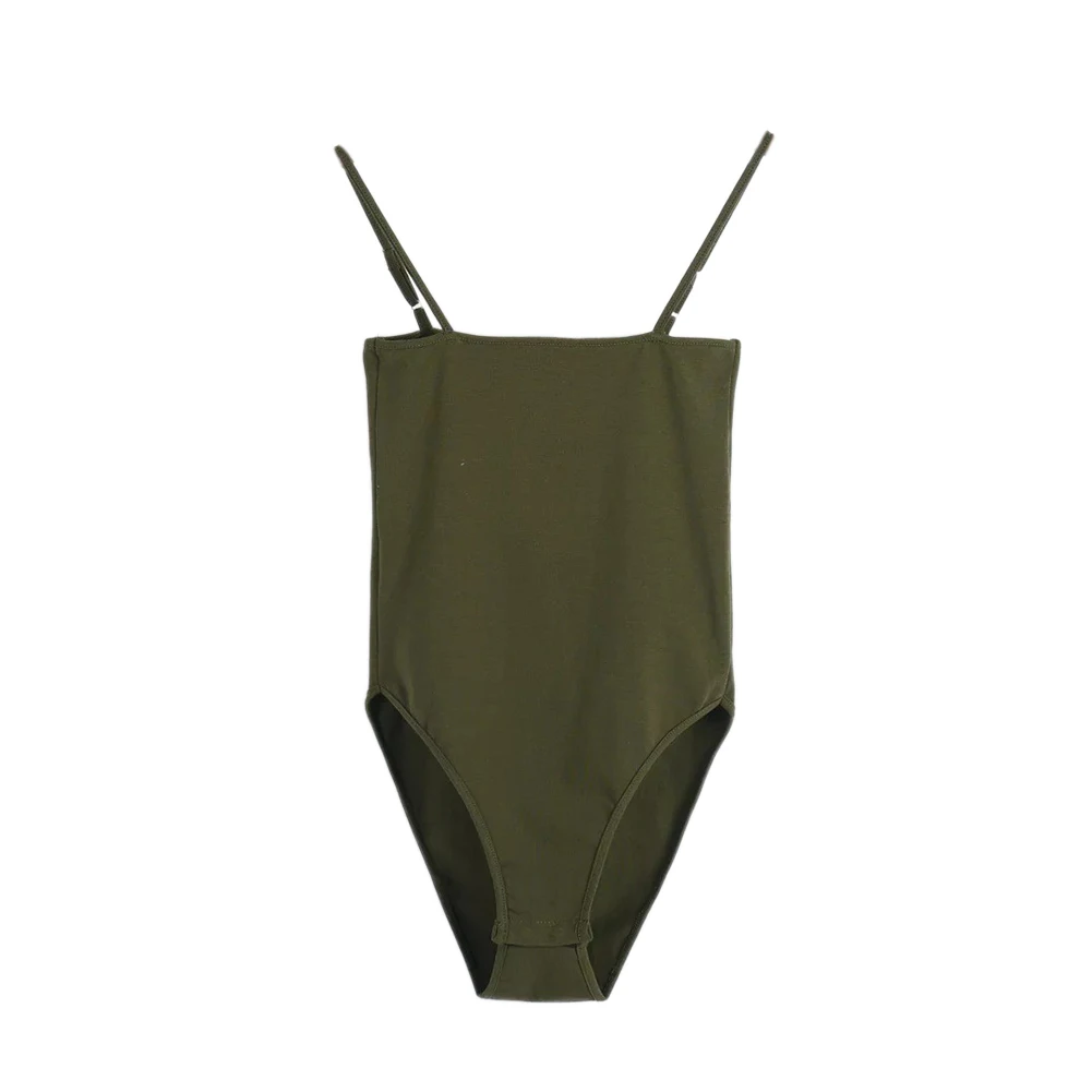 Женское боди без рукавов на бретелях спагетти однотонный облегающий простой