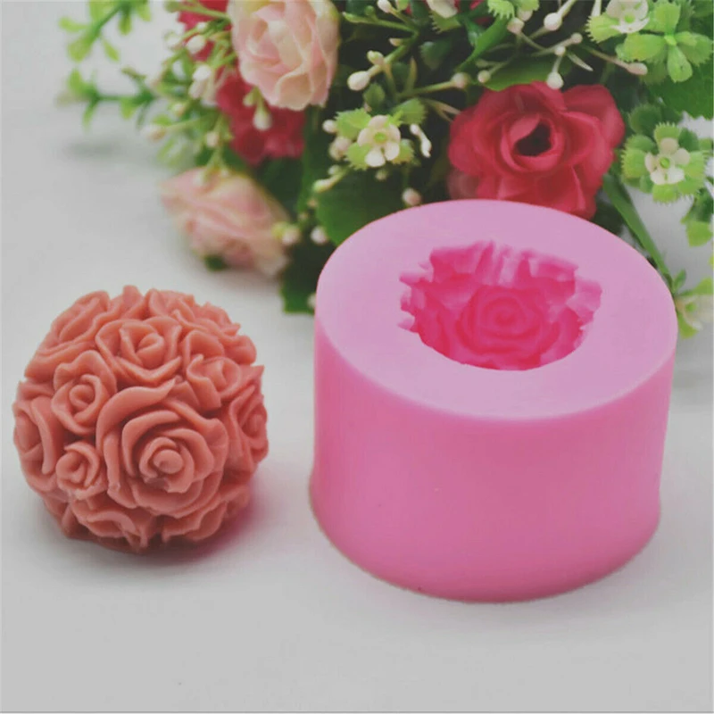 

DIY 3D Розовое Бальное Платье с цветочным рисунком силиконовые формы для мыла пресс-формы для свечей розовый пресс-форма для конфет от китайск...