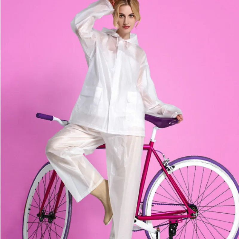 Длинное дождевик женский водонепроницаемый EVA прозрачный мотоциклетный желтый