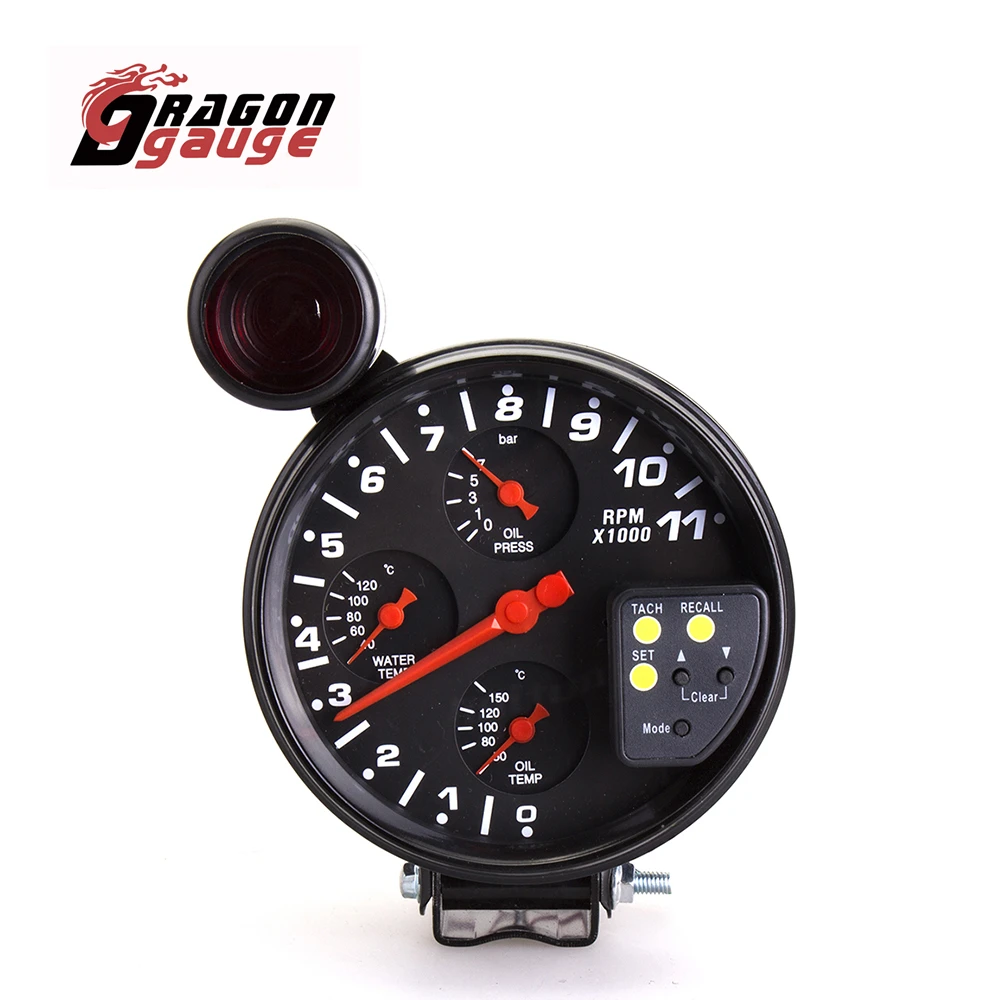 Тахометр DRAGON прибор 4 в 1 для измерения температуры воды масла 5 дюймов с