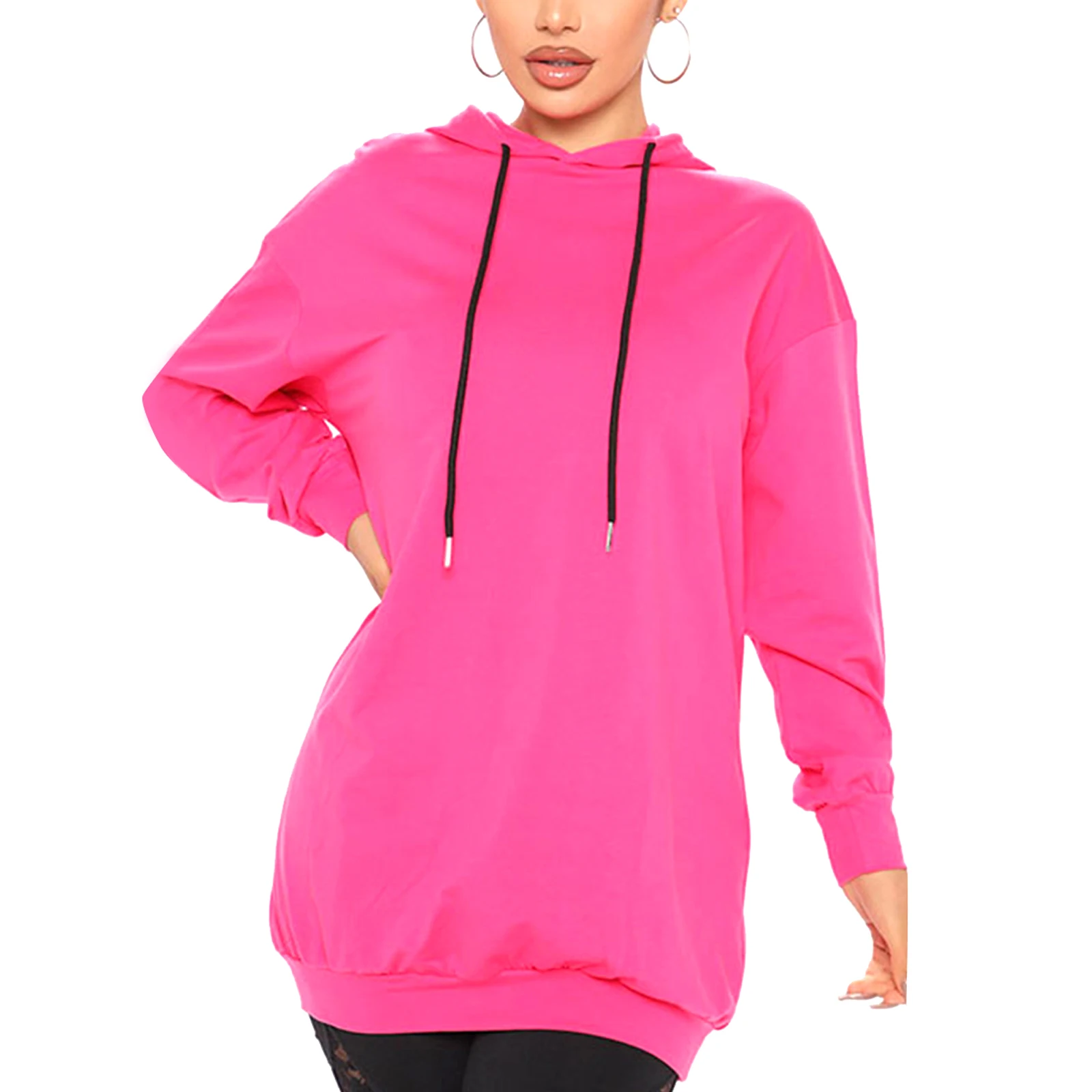 

Hirigin 2020 Fashion Womens Solid Color Tunics Sweatshirts, Drawstring Hooded Long Sleeve Long Casual Hoodies Pullover Tops