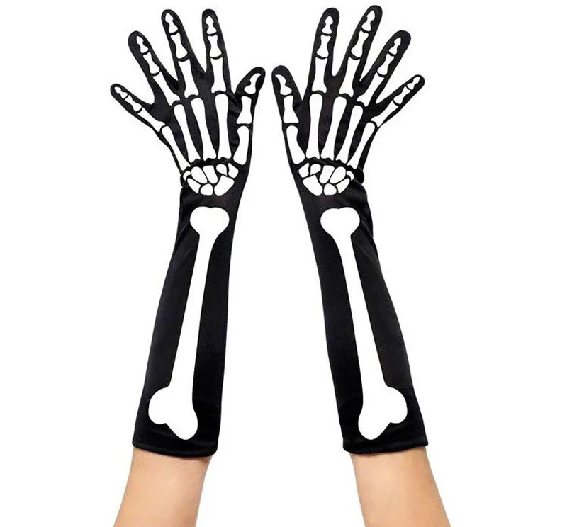 

One Pair Halloween Cosplay Skull Pattern Gloves Stocking Costume Hallowmas Party Masquerade Ghost Festival Role Play Accessories