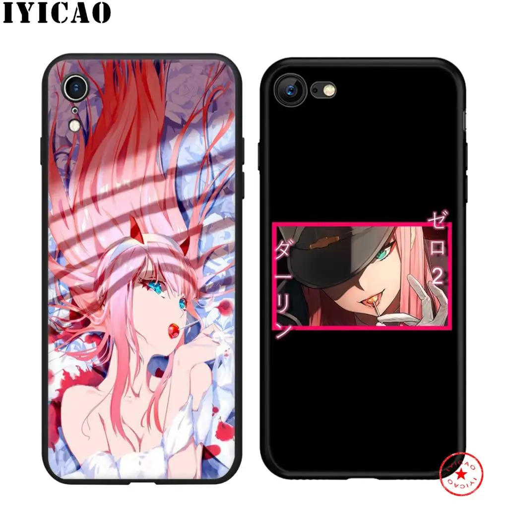 Мягкий Черный силиконовый чехол IYICAO Darling in the FranXX для iPhone 11 Pro Xr Xs Max X или 10 8 7 6 6S Plus 5