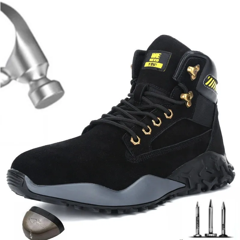 

2020 New Steel Toe Cap Safety Shoes Men's Outdoor SRC Non-slip Anti-static Work Boots Lightweight Sneakers Size 48